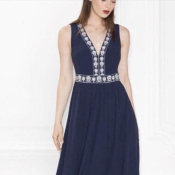 &Other Stories Blue Embroidered Maxi Dress sz 10 - Picture 1 of 13